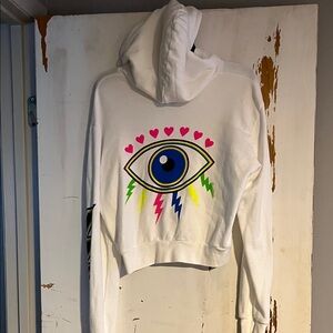 Lauren Moshi Lachelle Neon Lightning Eye Hoodie Sz Sm